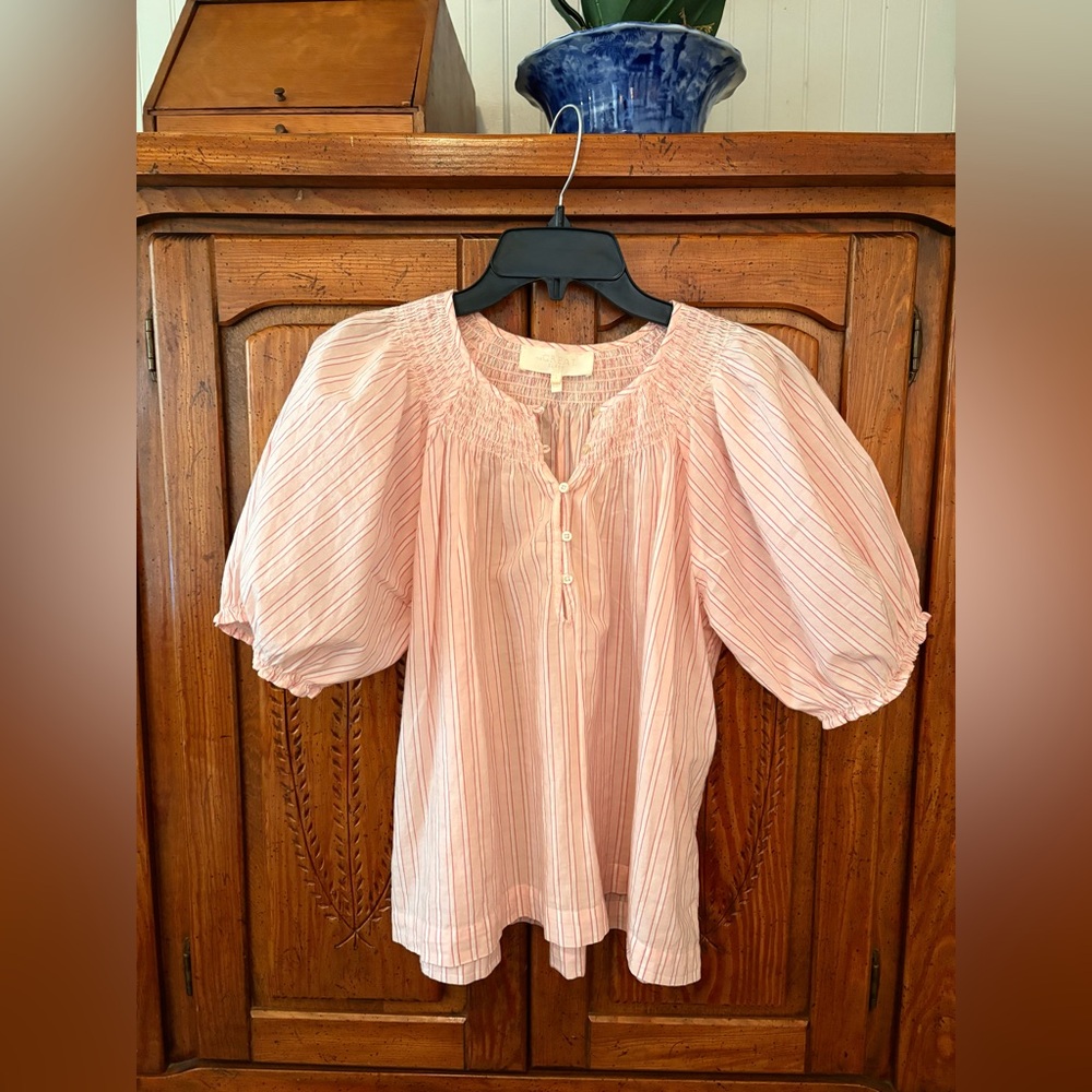 THE GREAT Sleep. The Smocked Top in Slumber Stripe. Size 1